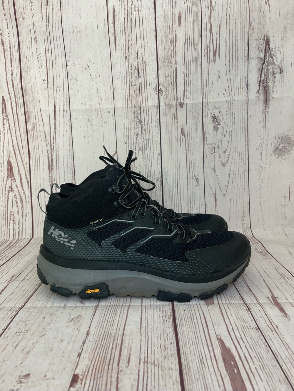 Hoka One One Men’s Toa GTX Black Gore-Tex Lace-Up Hiking Shoes Size 10.5